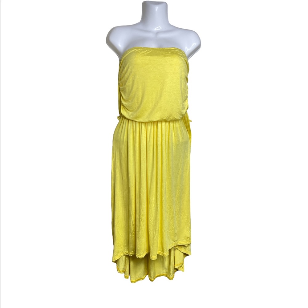Andrea Missy strapless summer Dress Bright Yellow  Size L